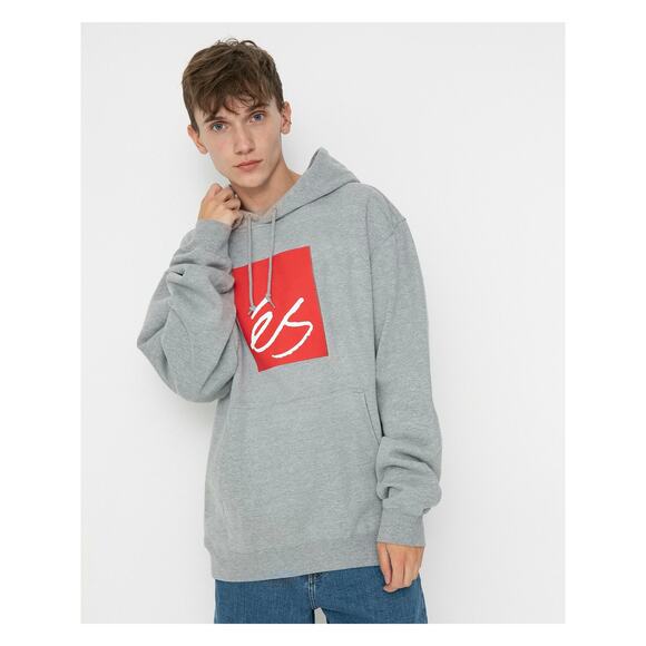 Es Skateboarding Men's Main Block Fleece Hoodie Sweatshirt in Heather Grey - Picture 1 of 5